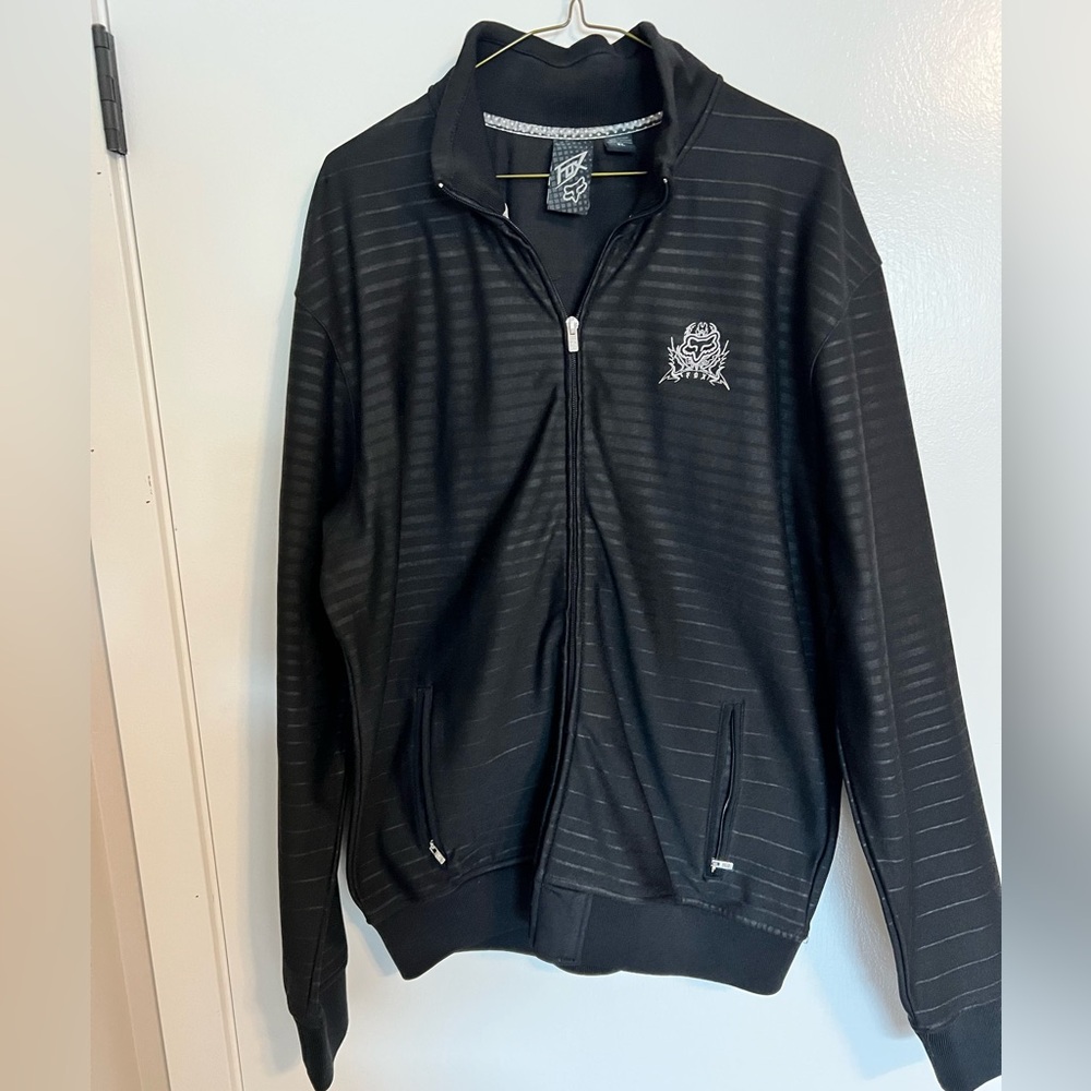 Fox Black Zip Up Sweater
